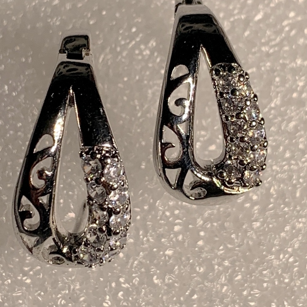 Shiny silver and crystal gem earrings